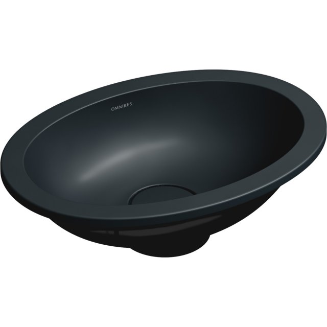 OMNIRES Umywalka podblatowa SHELL M+ 38x25 czarna mat SHELL380UPBLV