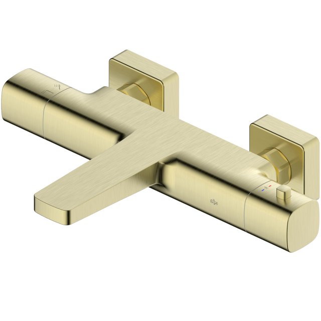 KFA Bateria wannowa MALAGA termostatyczna ścienna jasna złota szczotk