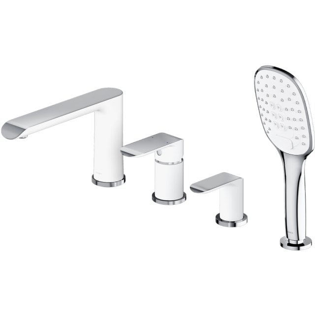 OMNIRES Bateria nawannowa SACRAMENTO 4-otworowa chrom biały połysk SC