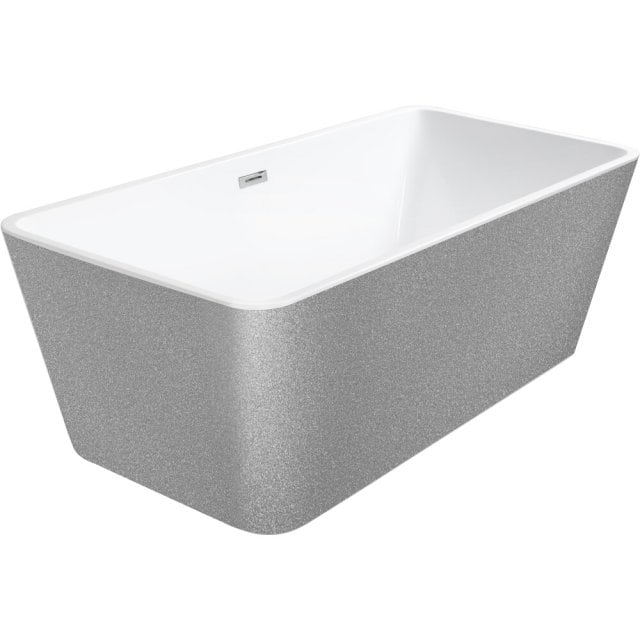 BESCO Wanna wolnostojąca EVITA SREBRNA 160x80 syfon z przelewem chrom