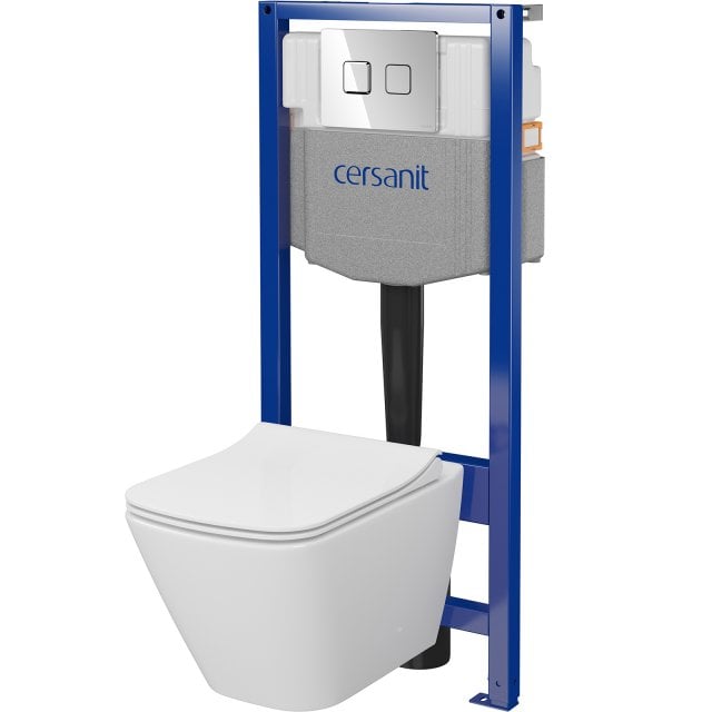 CERSANIT Zestaw podtynkowy SYSTEM 5, pneumatyczny, miska City, deska,