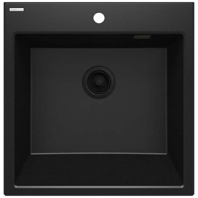 DEANTE Zlewozmywak granitowy ERIDAN 1-komorowy z fartuchem nero ZQE_N
