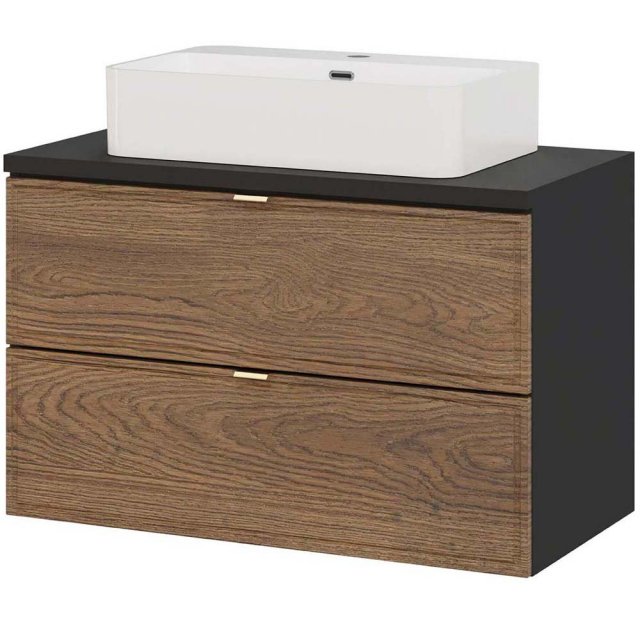 COMAD Zestaw mebli TALIA CASELLA szafka z blatem BLACK 80 cm, umywalk