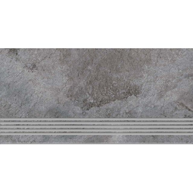 Gres szkliwiony stopnica GAIA grey structure mat 29,8x59,8 gat. I