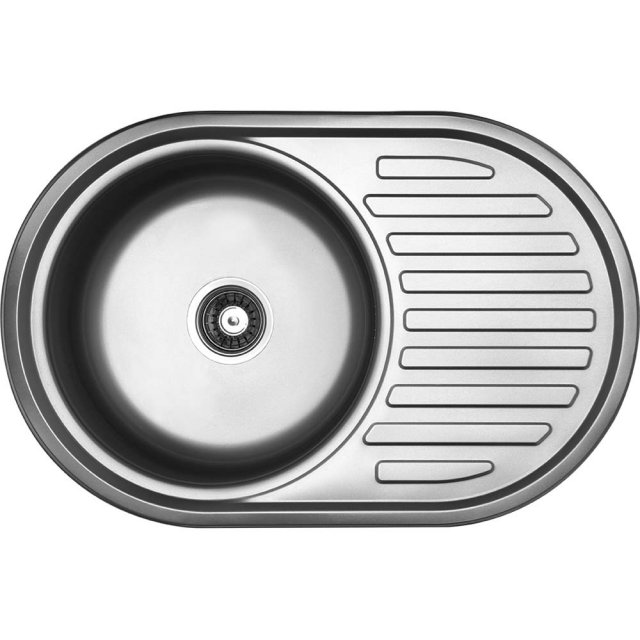 KUCHINOX Zlewozmywak stalowy FARO 1-komorowy owalny z ociekaczem inox