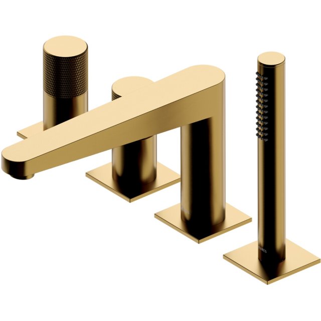 OMNIRES Bateria nawannowa CONTOUR 4-otworowa złota szczotkowana CT803