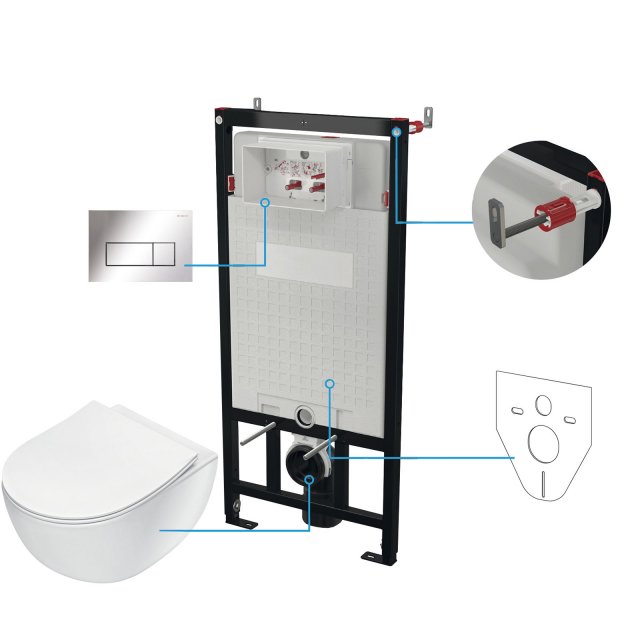 DEANTE Stelaż podtynkowy mechaniczny, miska bezkołnierzowa PEONIA bia