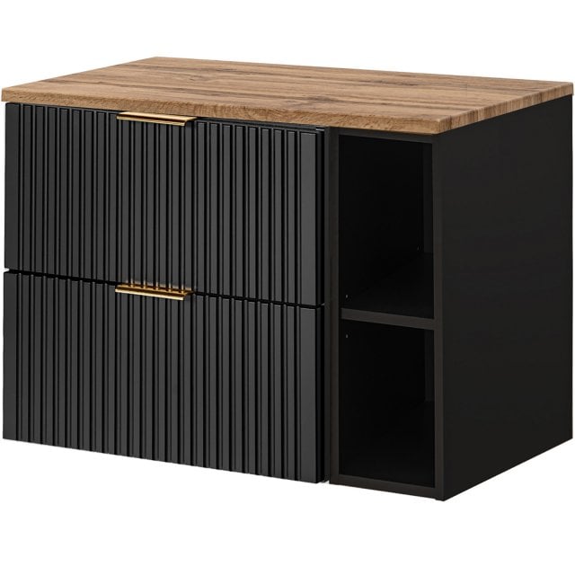 COMAD Zestaw mebli ADEL BLACK / XILO BLACK 2 szafki z blatem WOTAN 80