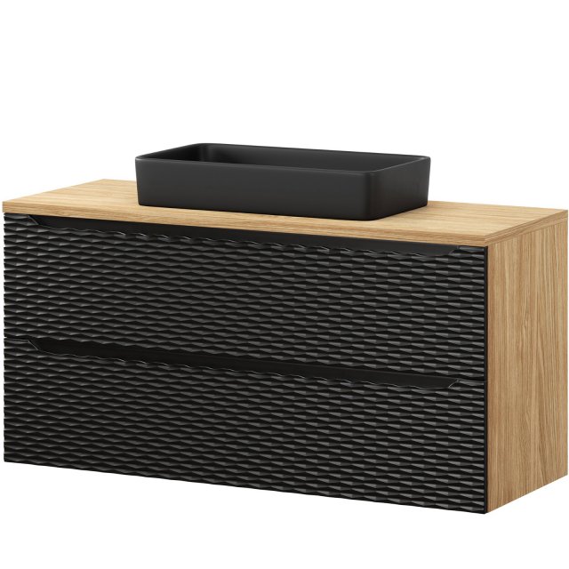 COMAD Zestaw mebli OCEAN BLACK szafka z blatem 120 cm, umywalka SLIM