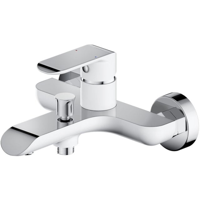 OMNIRES Bateria wannowa SACRAMENTO ścienna chrom biały połysk SC2330C