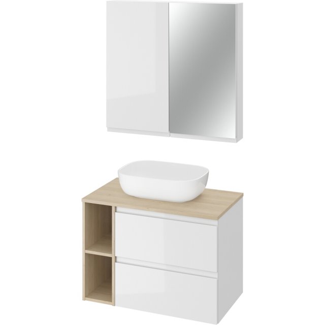 CERSANIT Zestaw mebli 80 cm, szafki podumywalkowa, lustrzana wisząca,