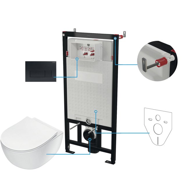 DEANTE Stelaż podtynkowy mechaniczny, miska bezkołnierzowa PEONIA bia