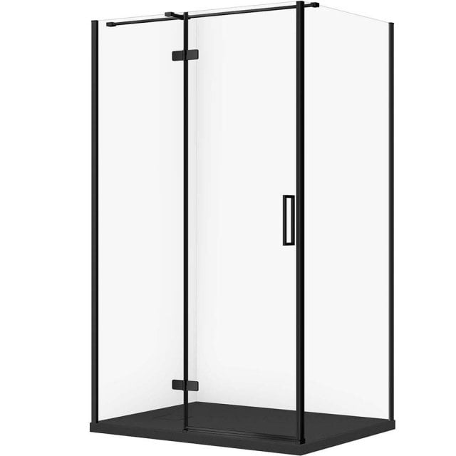 CERSANIT Zestaw kabina prostokątna JOTA lewa 120x90 czarna, brodzik T