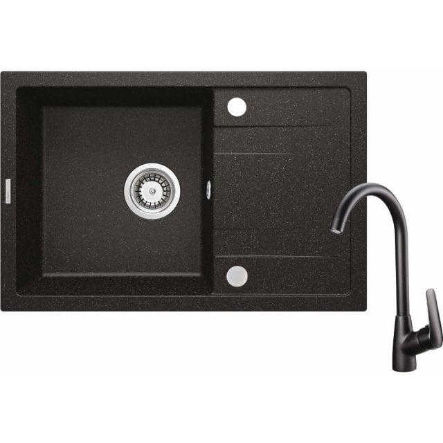 DEANTE Zlewozmywak granitowy CORIO 1-komorowy z ociekaczem grafit z b