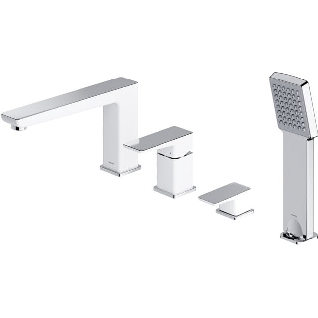 OMNIRES Bateria nawannowa PARMA 4-otworowa chrom biały połysk PM7432C