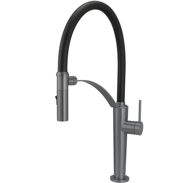 DEANTE Bateria kuchenna stojąca CORDA z elastyczną wylewką titanium B