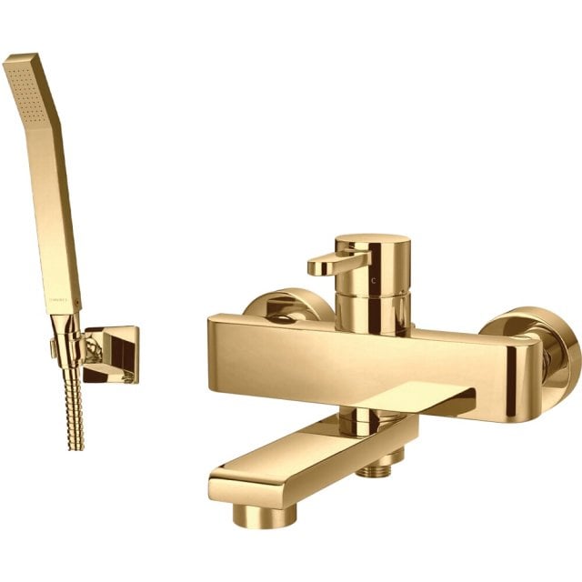 OMNIRES Bateria wannowa DARLING ścienna z zestawem prysznicowym złota