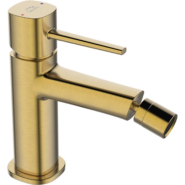 LAVEO Bateria bidetowa stojąca POLA z korkiem klik-klak złoto szczotk