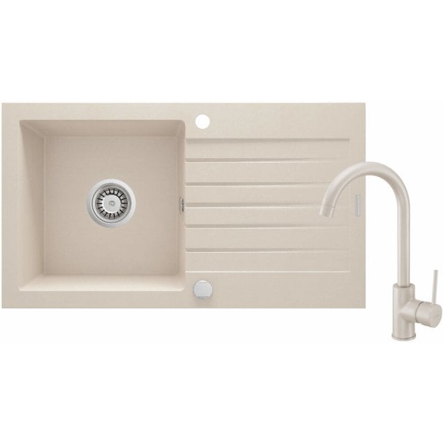 DEANTE Zlewozmywak granitowy ZORBA 1-komorowy z ociekaczem z baterią