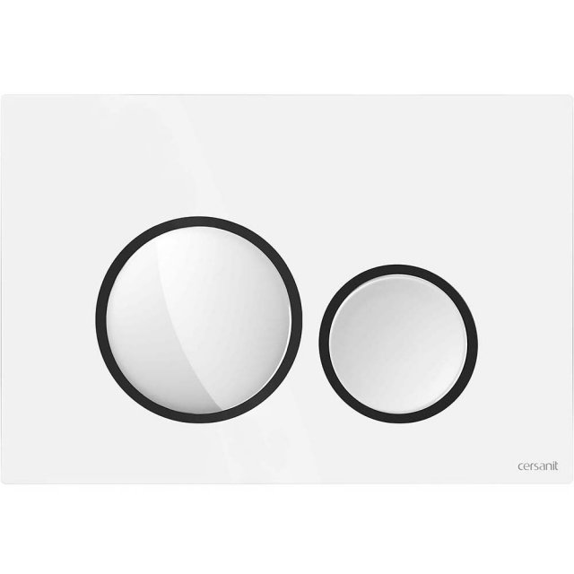 CERSANIT Przycisk spłukujący do WC LUNA biały błyszczący, ring czarny