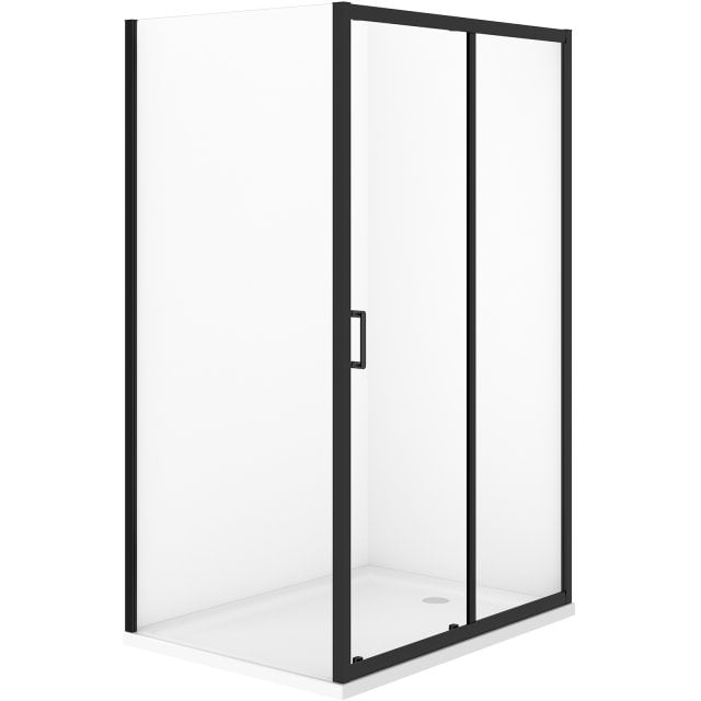 CERSANIT Kabina prysznicowa VERSO przesuwna 120x90x190 czarna z brodz