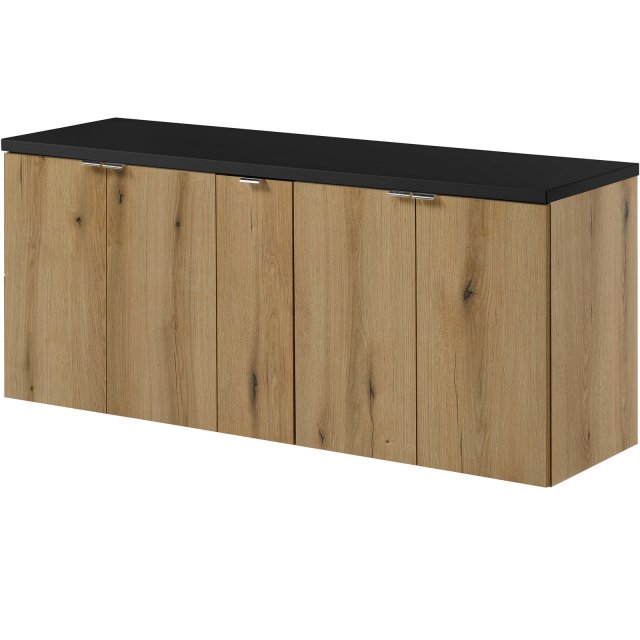 COMAD Zestaw mebli NOVA OAK 3 szafki z drzwiami i z blatem BLACK 140