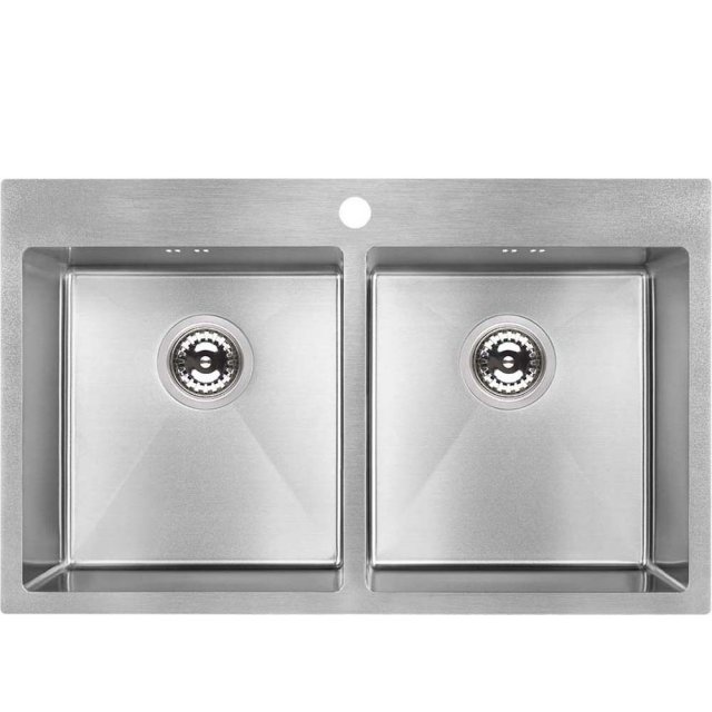 LAVEO Zlewozmywak stalowy MARMARA 78x48 cm 2-komorowy inox gładki SAM