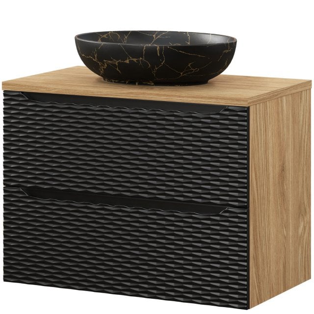 COMAD Zestaw mebli OCEAN BLACK szafka z blatem 80 cm, umywalka MONA