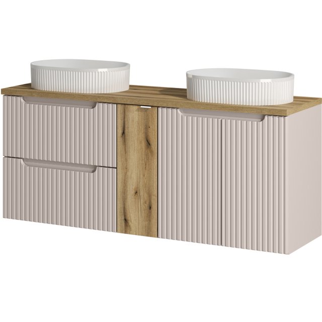 COMAD Zestaw mebli NOVA CASHMERE 3 szafki z blatem OAK 140 cm, 2 umyw