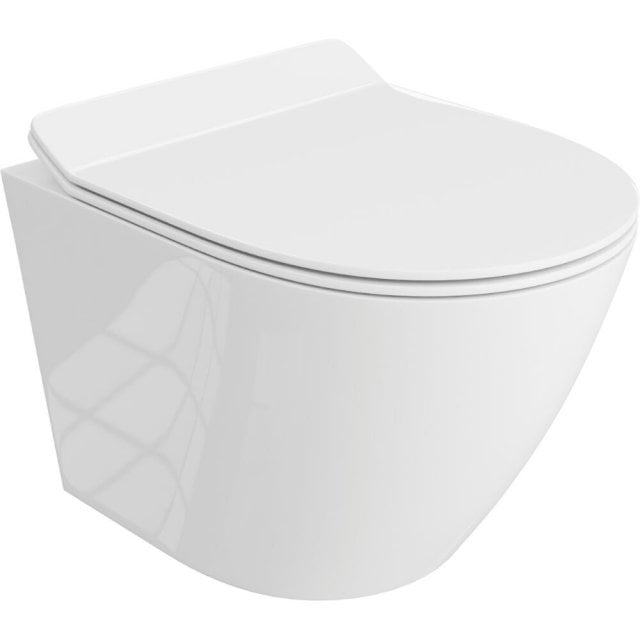 LAVITA Miska WC podwieszana SONI SLIM bezkołnierzowa z deską duroplas