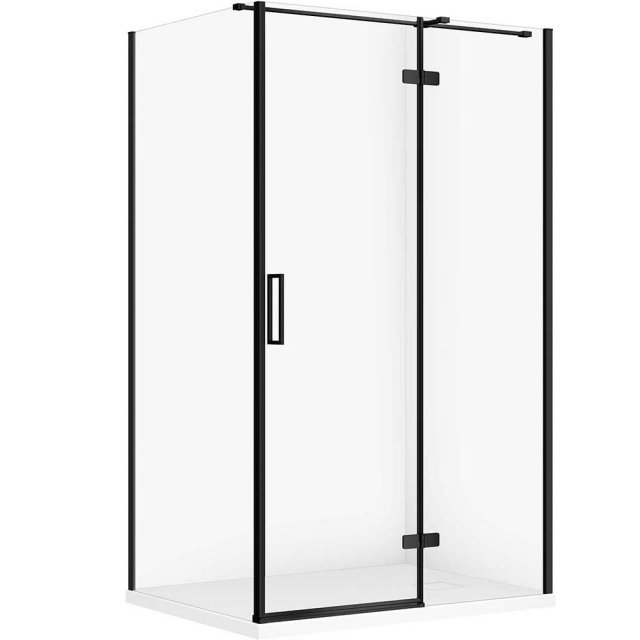 CERSANIT Zestaw kabina prostokątna JOTA prawa 120x90 czarna, brodzik