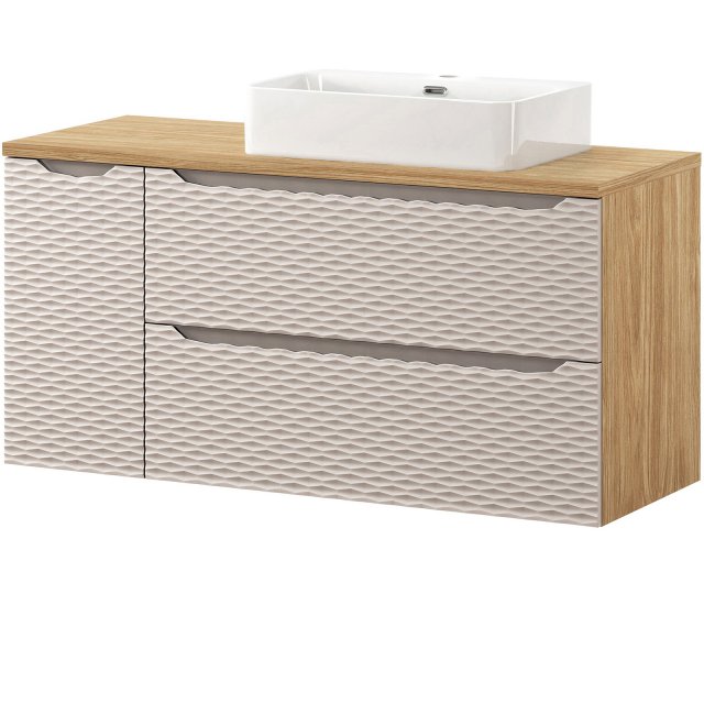 COMAD Zestaw mebli OCEAN BEIGE 2 szafki z blatem 120 cm, umywalka TRU