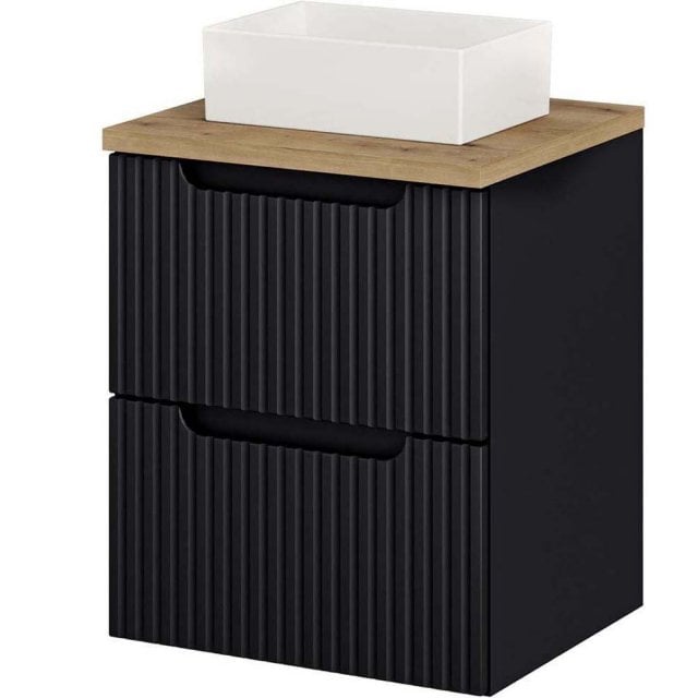 COMAD Zestaw mebli NOVA BLACK szafka z blatem OAK 50 cm, umywalka GAJ
