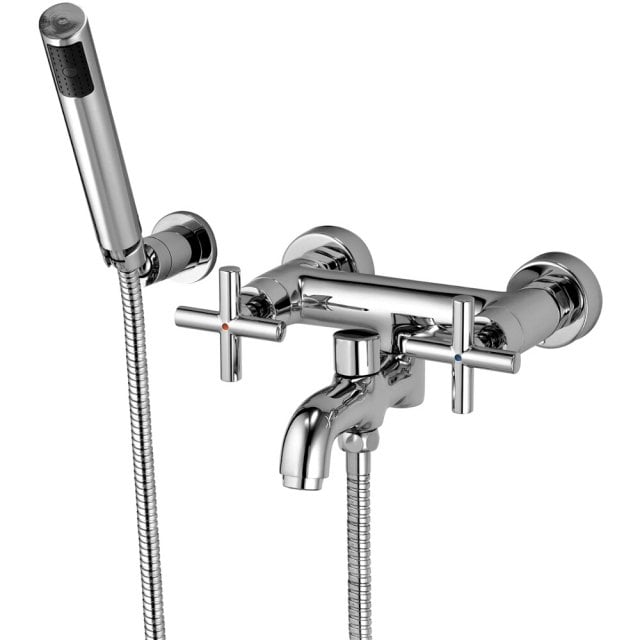 OMNIRES Bateria wannowa MODERN ścienna z zestawem prysznicowym chrom