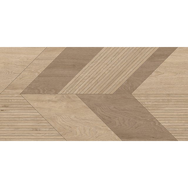 Gres szkliwiony hiszpański Mykonos WOOD ART DECO mat 75x150 gat. I