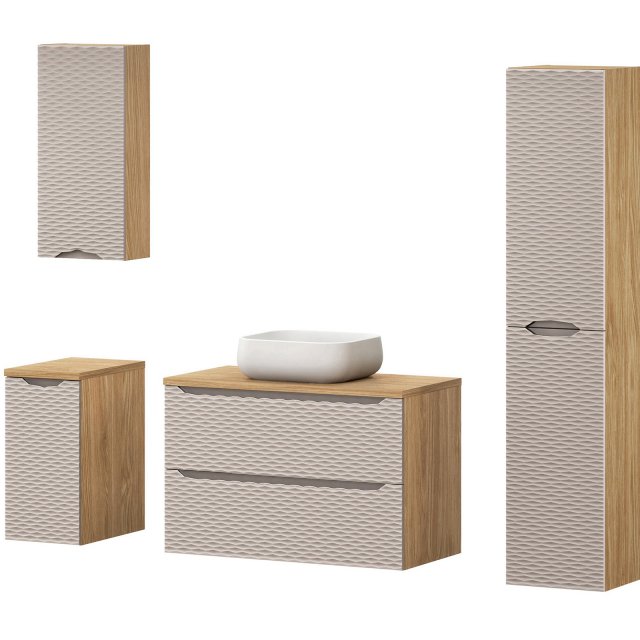 COMAD Zestaw mebli OCEAN BEIGE 3 szafki, blaty 90 cm i 30 cm, umywalk