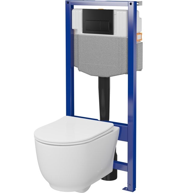 CERSANIT Zestaw podtynkowy LUNA, mechaniczny, miska Block, deska, prz