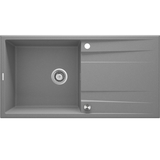 DEANTE Zlewozmywak granitowy ERIDAN szary metalik 1-komorowy z ocieka