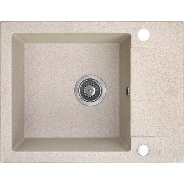 KUCHINOX Zlewozmywak granitowy SHIRE 1-komorowy z półociekaczem beżow