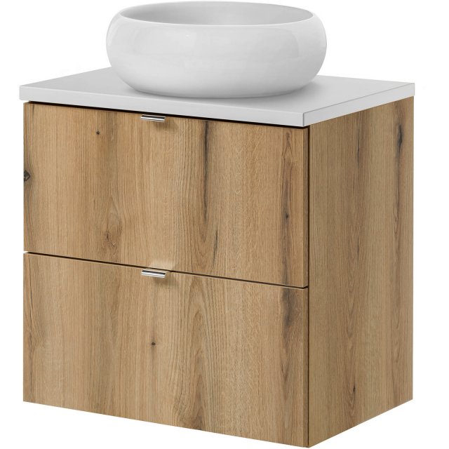COMAD Zestaw mebli NOVA OAK szafka z blatem WHITE 60 cm, umywalka WIK