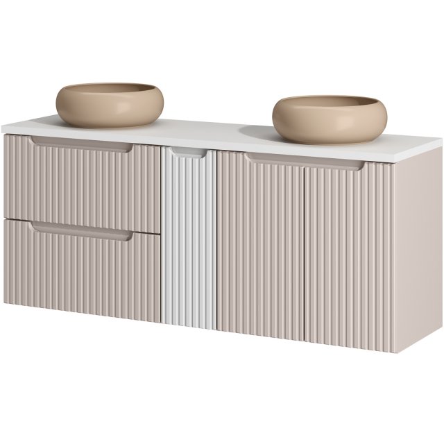 COMAD Zestaw mebli NOVA CASHMERE 3 szafki z blatem WHITE 140 cm, 2 um