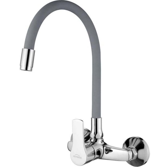 INVENA Bateria kuchenna ścienna VERSO chrom z elastyczną wylewką szar