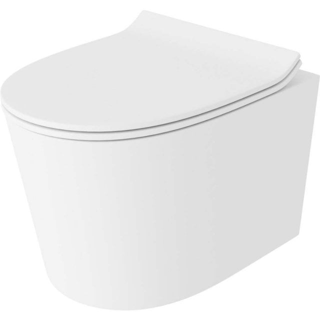 LAVITA Miska WC podwieszana PEBLO bezkołnierzowa z deską duroplastową