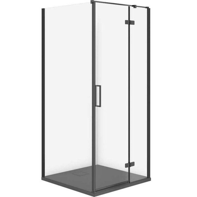 CERSANIT Kabina prysznicowa JOTA prawa czarna 90x90 z brodzikiem TAKO