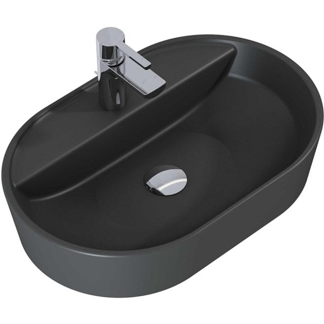 ELITA Umywalka nablatowa BABETTE 62x41 blat, ceram anthracite matt 14