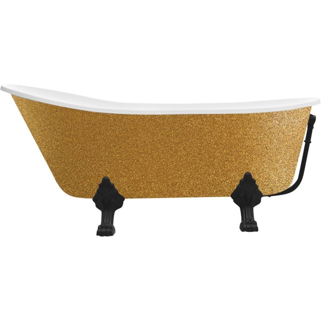 BESCO Wanna wolnostojąca OLAYA GLAM ZŁOTA 160x68 cm nogi czarne #WAO-