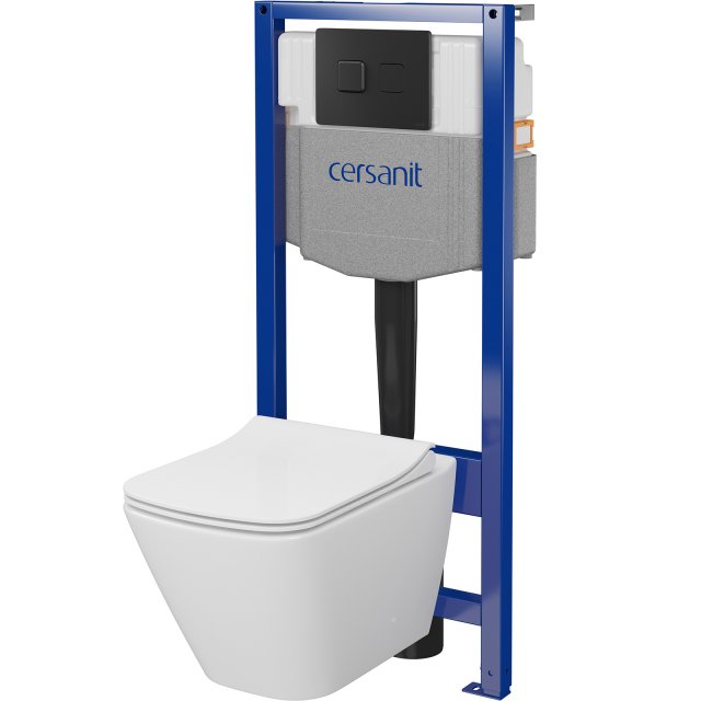 CERSANIT Zestaw podtynkowy SYSTEM 5, pneumatyczny, miska City, deska,