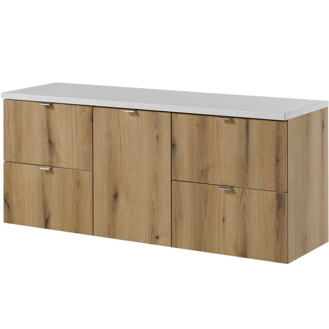COMAD Zestaw mebli NOVA OAK 2 szafki 50 cm, szafka z koszem, blat WHI