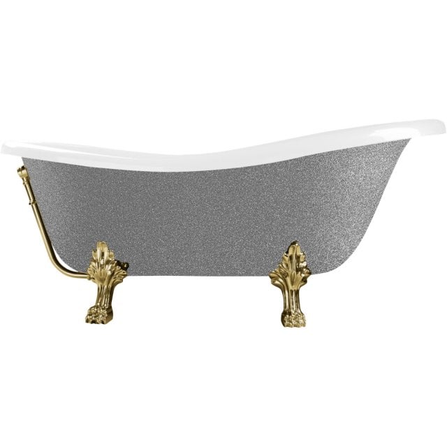 BESCO Wanna wolnostojąca OTYLIA GLAM SREBRNA 160x77 cm nogi złote #WK