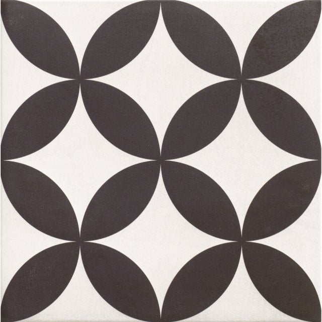 Gres szkliwiony hiszpański Realonda HANOI CIRCLE BLACK mat 33x33 gat.